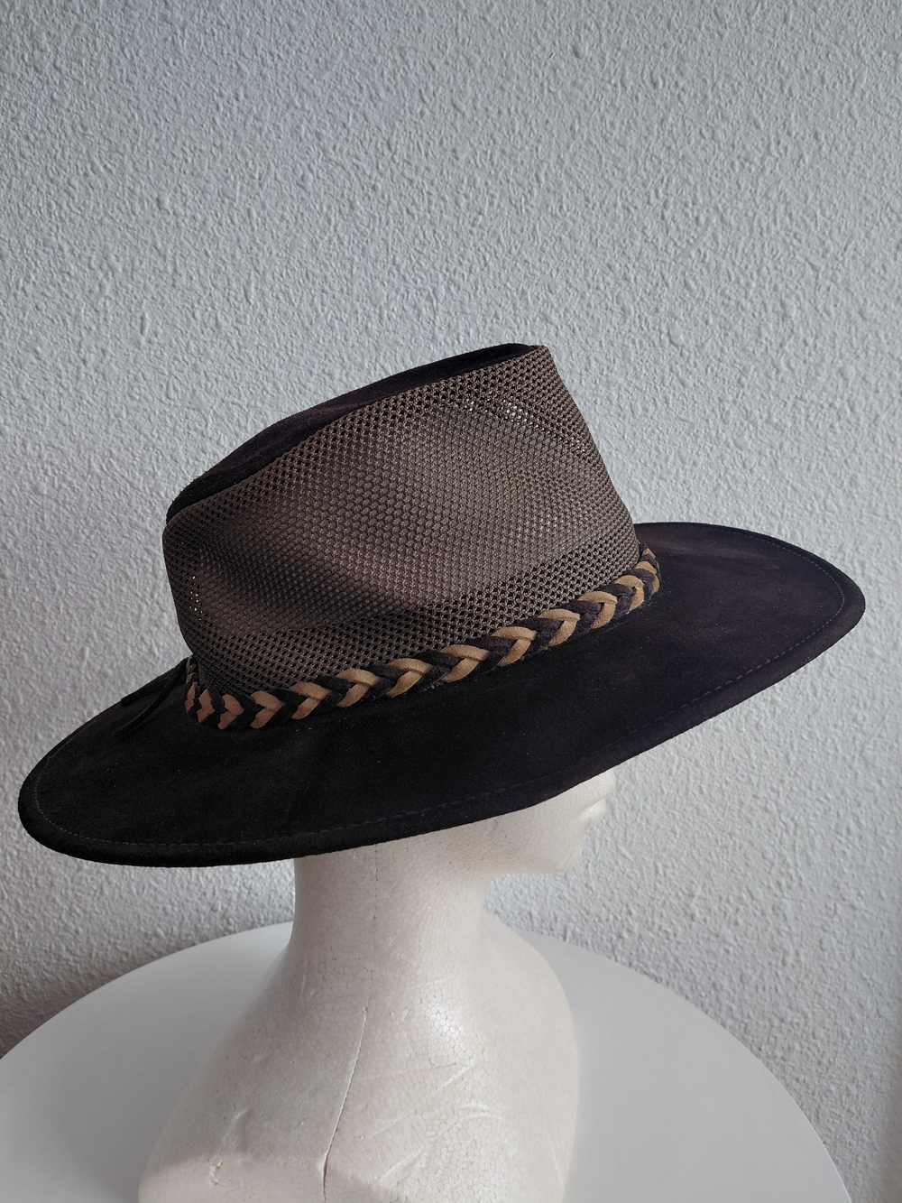 Henschel HH Outback Cowboy Brown Suede Leather Hat Vented Large Crasheable